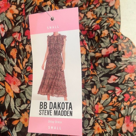 BB Dakota Midi Maxi Dress Sz Small NWT Black Ditsy Floral Prairiecore Cottage - Picture 15 of 16